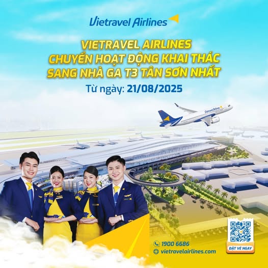 VIETRAVEL AIRLINES CHÍNH THỨC CHUYỂN HOẠT ĐỘNG KHAI THÁC SANG NHÀ GA T3 VIETRAVEL AIRLINES CHÍNH THỨC CHUYỂN HOẠT ĐỘNG KHAI THÁC SANG NHÀ GA T3